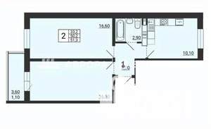 2-к квартира, вторичка, 51м2, 5/10 этаж