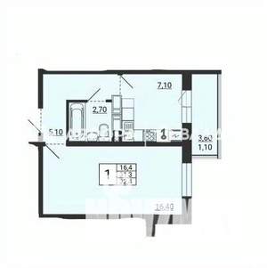 1-к квартира, вторичка, 32м2, 5/10 этаж