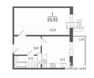 1-к квартира, вторичка, 36м2, 2/14 этаж