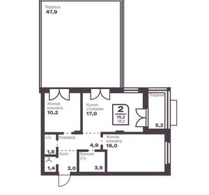 2-к квартира, вторичка, 58м2, 2/10 этаж