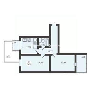 2-к квартира, вторичка, 73м2, 1/3 этаж