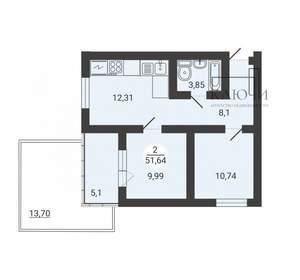 2-к квартира, вторичка, 52м2, 1/3 этаж