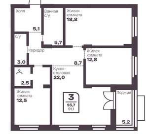 3-к квартира, вторичка, 91м2, 4/17 этаж