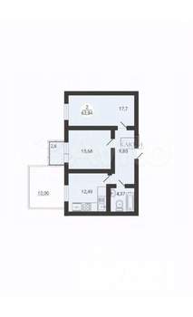 2-к квартира, вторичка, 59м2, 3/3 этаж