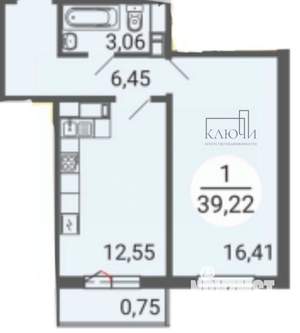 1-к квартира, вторичка, 39м2, 5/16 этаж