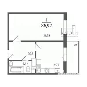 1-к квартира, вторичка, 36м2, 7/14 этаж