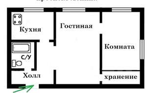 2-к квартира, вторичка, 43м2, 1/5 этаж