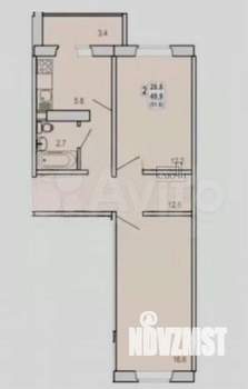 2-к квартира, вторичка, 52м2, 2/10 этаж