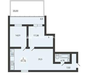 2-к квартира, вторичка, 91м2, 3/3 этаж
