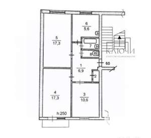 3-к квартира, вторичка, 62м2, 5/5 этаж