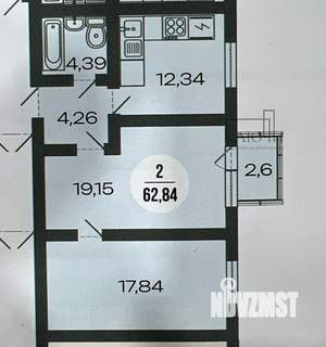 2-к квартира, вторичка, 63м2, 2/3 этаж
