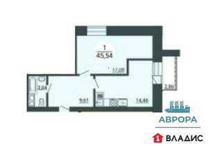 1-к квартира, вторичка, 46м2, 9/9 этаж