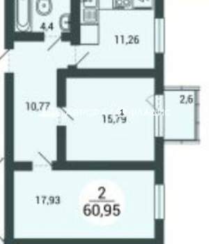 2-к квартира, вторичка, 61м2, 2/3 этаж