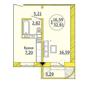 1-к квартира, вторичка, 32м2, 3/10 этаж