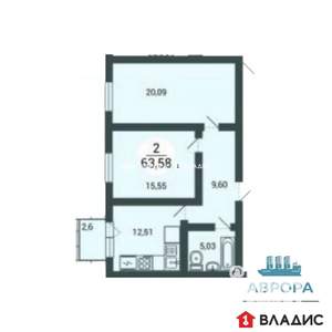 2-к квартира, вторичка, 64м2, 2/3 этаж