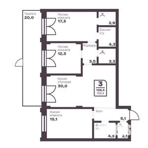 3-к квартира, вторичка, 100м2, 1/10 этаж
