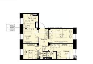 4-к квартира, вторичка, 90м2, 2/4 этаж