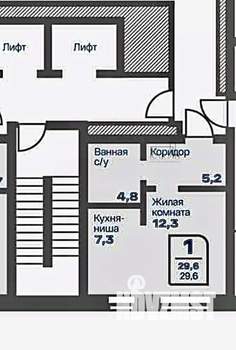 1-к квартира, вторичка, 30м2, 2/9 этаж