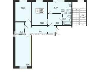 3-к квартира, вторичка, 70м2, 3/10 этаж
