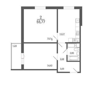 2-к квартира, вторичка, 56м2, 10/10 этаж