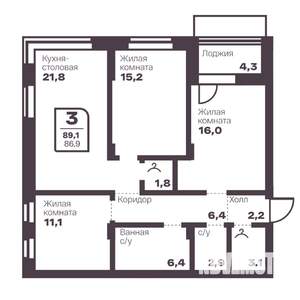 3-к квартира, вторичка, 87м2, 14/17 этаж