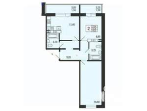 2-к квартира, вторичка, 55м2, 2/10 этаж